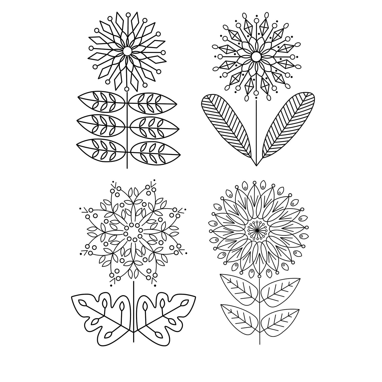 Water Soluble Embroidery Patterns 1 Sheets Flowers Stick and Stitch Embroidery Paper Wash Away ...