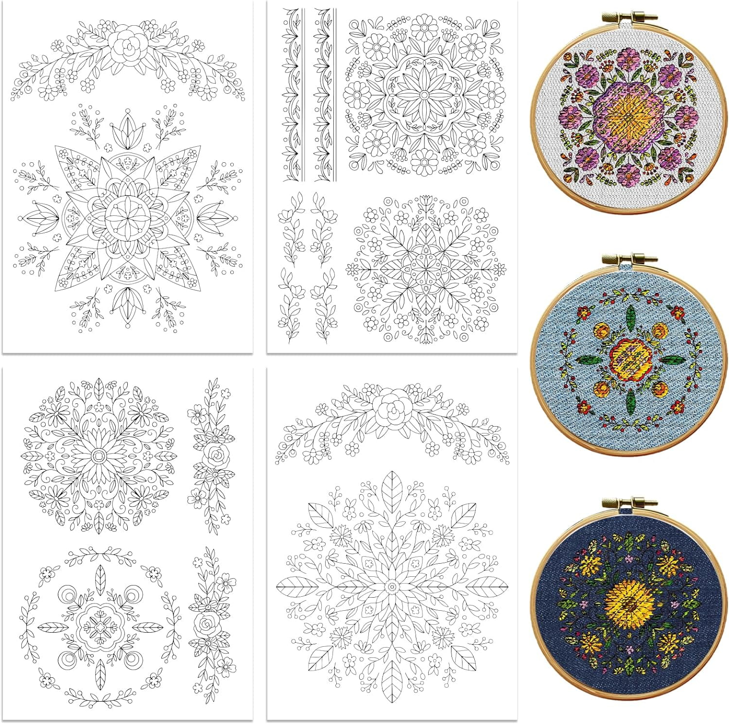 BENECREAT 4Sheets 24Pcs Mandala Flower Water Soluble