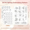 thumbnail image 1 of Water Soluble Embroidery Patterns for Beginners 4 Sheets with 94pcs Alphabet Floral Wreath Patterns Wash Away Embroidery Pattern Stabilizer, 1 of 9