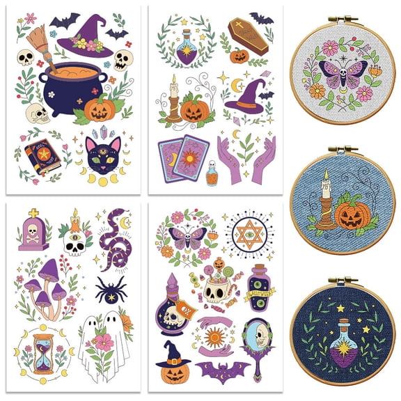 Water Soluble Embroidery Patterns with Color Mixed Shapes
