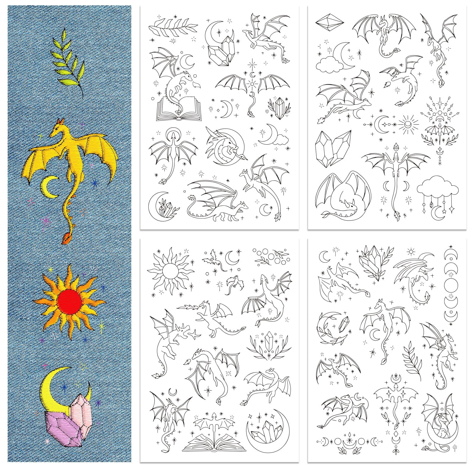 Water Soluble Embroidery Stabilizer Set 4 Sheets Dragon Pattern ...