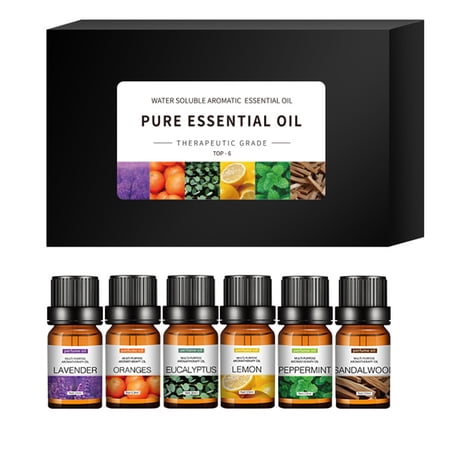 Water Soluble Essential Oil Set Aromatherapy 6 Organic Blends for Diffuser Humidifier Perfume Oil Lavender Oranges Peppermint Lemon Eucalyptus Sandalwood (10ml)