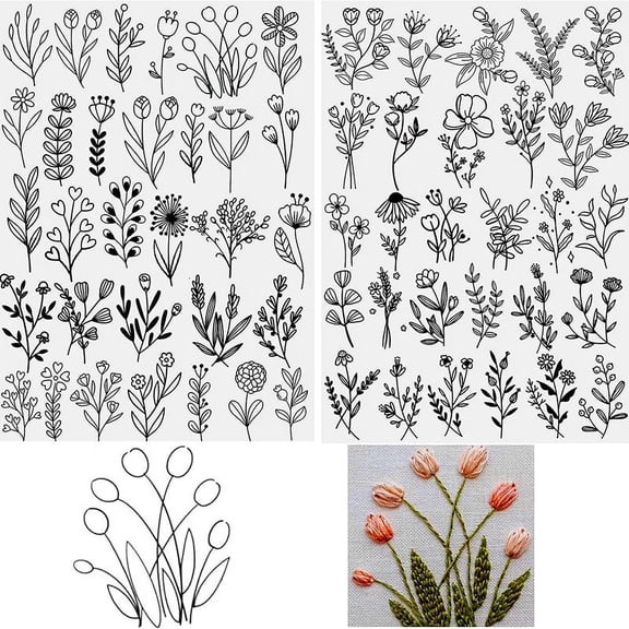 Water Soluble Stabilizer For Embroidery Stick And Stitch Embroidery Paper Tear Away Embroidery Stabilizers With Flower Patterns