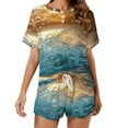 thumbnail image 1 of Water Splash Ripple 2 Pack Women’s Pajama Set Print Sleepwear And Shorts Y2k Loungewear Sets S-5XL, 1 of 7