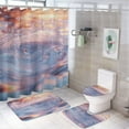 thumbnail image 1 of Water Splash Ripple 4 Pcs Shower Curtain Set with Rug Bathroom Sets with Waterproof Fabric And Non-Slip Rugs Toilet Lid Cover Bath Mat Decor with Hooks, 1 of 7