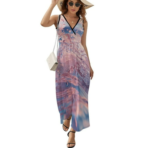 Water Splash Ripple Art Sleeveless Dress Women's Summer Suit Dresses for Women 2025 Luxury Party Dress