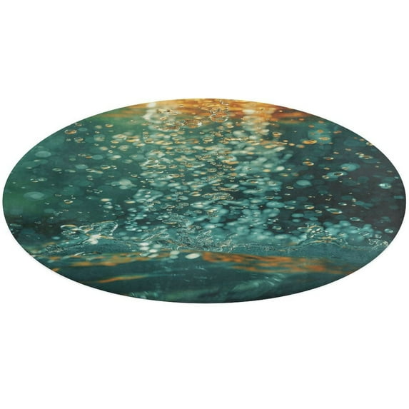 Water Splash Ripple Floral Medallion Round Rug - Small Round Area Rug, Soft Non-Slip Machine Washable Bedroom Mat Indoor Accent Entry Carpet for Office Desk Dorm Hallway