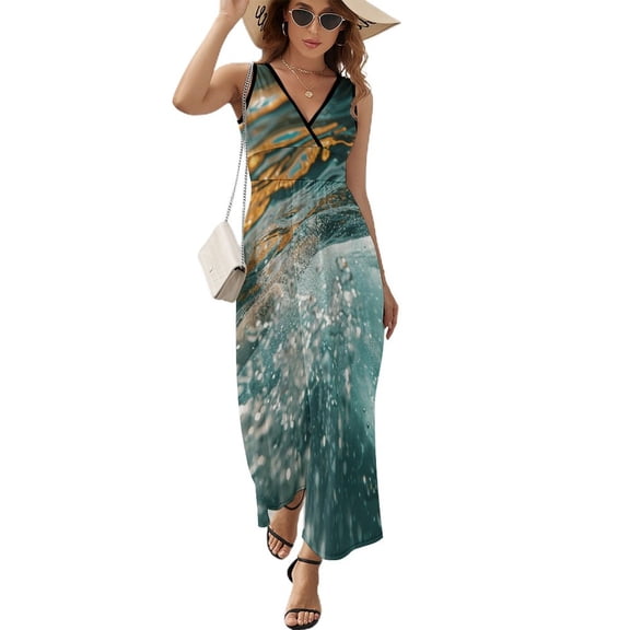 Water Splash Ripple Pattern Design Sleeveless Dress Summer Clothes for Women Women's Clothing 2025