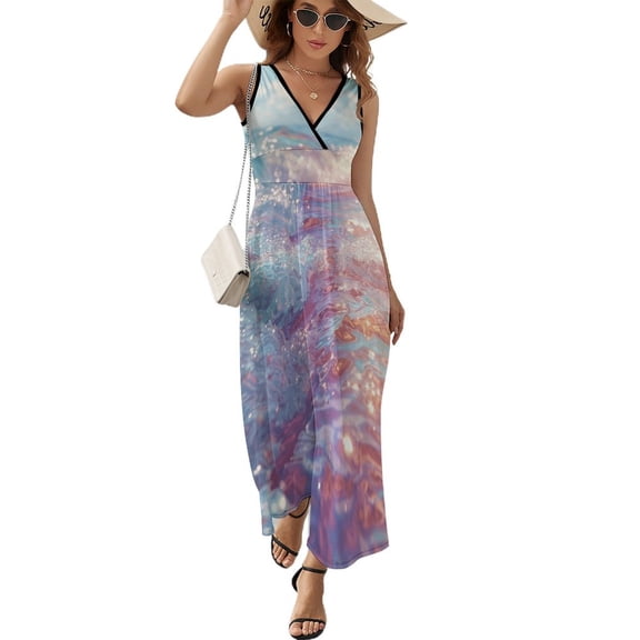 Water Splash Ripple Pattern Design Sleeveless Dress Summer Clothes for Women Women's Clothing 2025