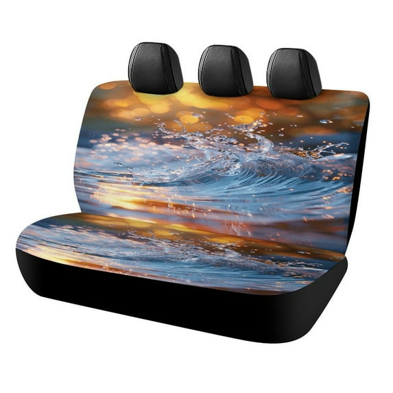Water Splash Ripple Printed Universal Back Bench Car Seat Cover Pack of 2 Rear Seat Covers for for Most Cars,Trucks,SUVs Or Van