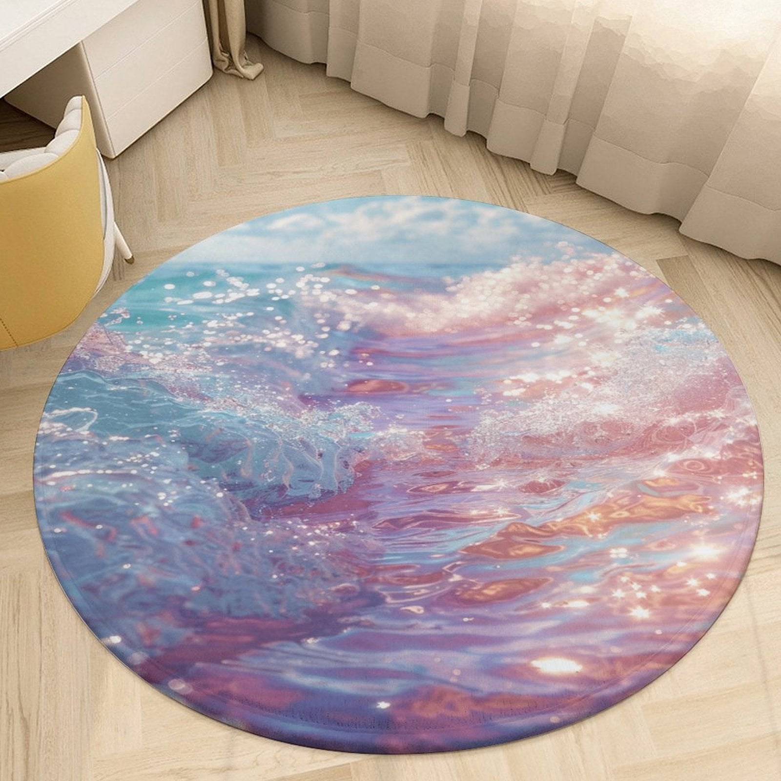 Water Splash Ripple Round Rugs -Washable Non-Slip Small Round Area Rug ...