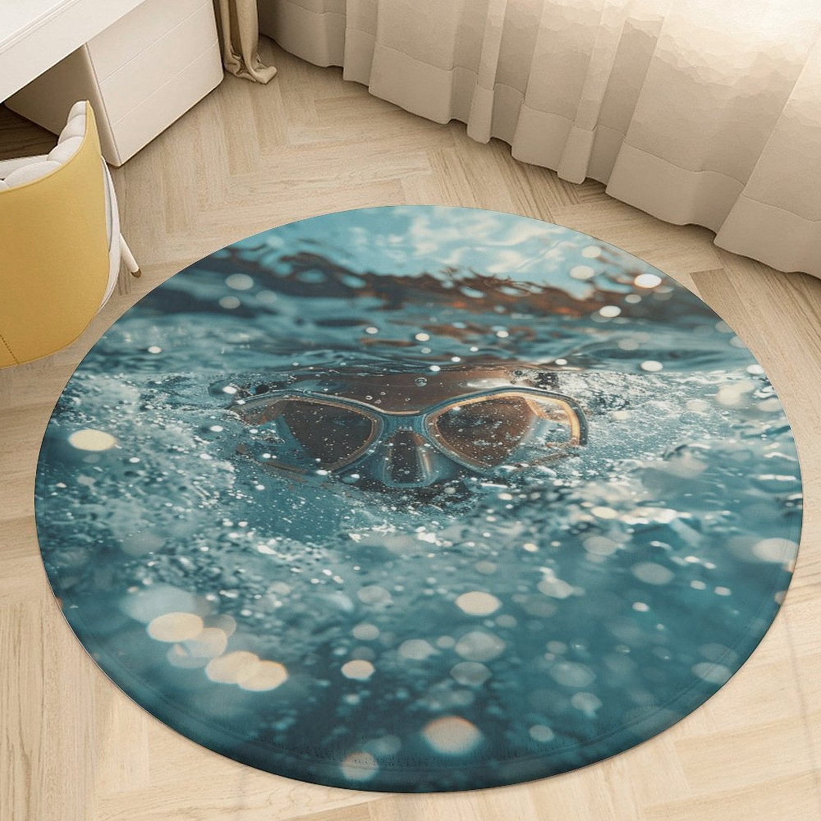 Water Splash Ripple Round Rugs -Washable Non-Slip Small Round Area Rug ...