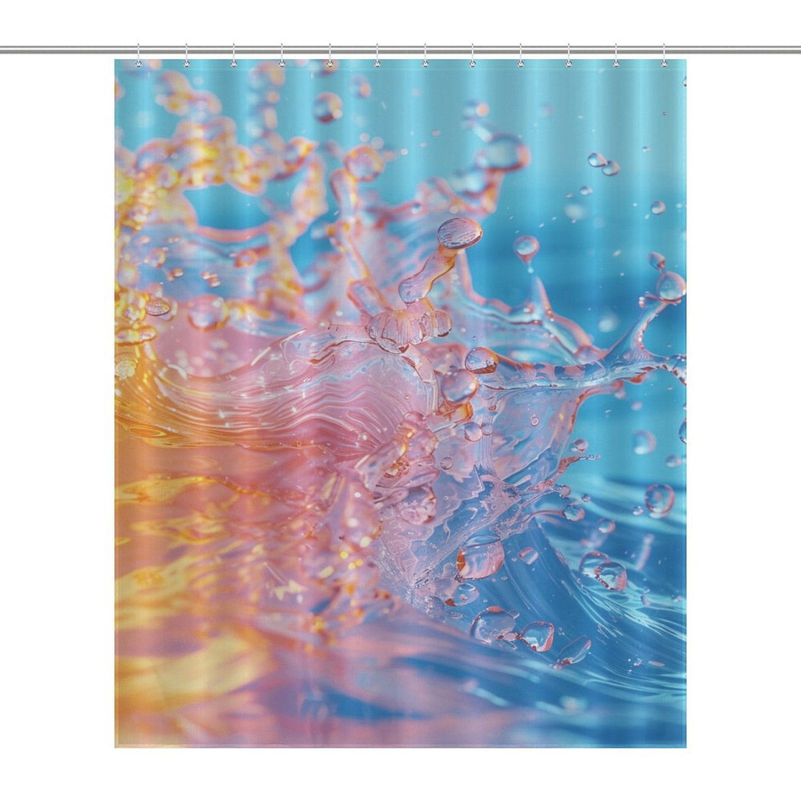 Water Splash Ripple Shower Curtain for Bathroom with 12Hooks, Polyester ...