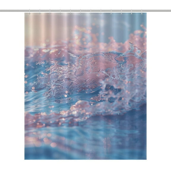 Water Splash Ripple Shower Curtain for Bathroom with 12Hooks, Polyester Fabric Thick Shower Curtain Washable Waterproof Curtain