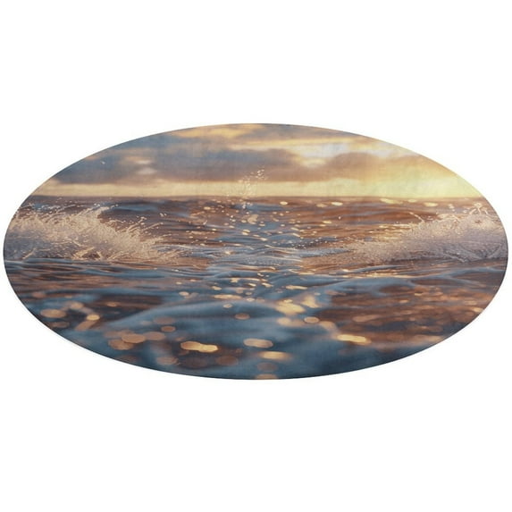 Water Splash Ripple Soft Bedroom Round Area Rug, Washable Cute Nursery Circle Throw Mat, Non-Slip Contemporary Small Low Pile Floor Carpet for Dorm Bedside
