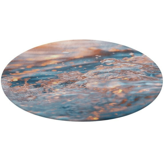 Water Splash Ripple Washable Round Rug -Circle Area Rugs for Nursery Bedroom, Vintage Non Slip Non Shedding Low Pile Carpet for Living Room Coffee Table Entryway
