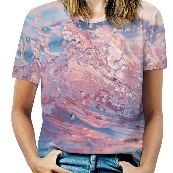Water Splash Ripple Women's T-Shirt Short Sleeve T Shirts Tops Tee Ladies Loose T