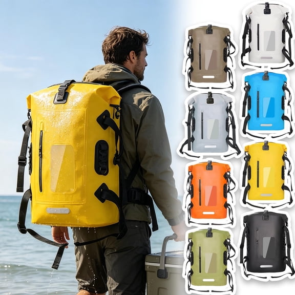 Water Sport Essential Roll Top Dry Backpack Heavy Duty Waterproof Storage Pack Clear Window Design For Beach Kayak Surf Fishing Outdoor Travel Accessory