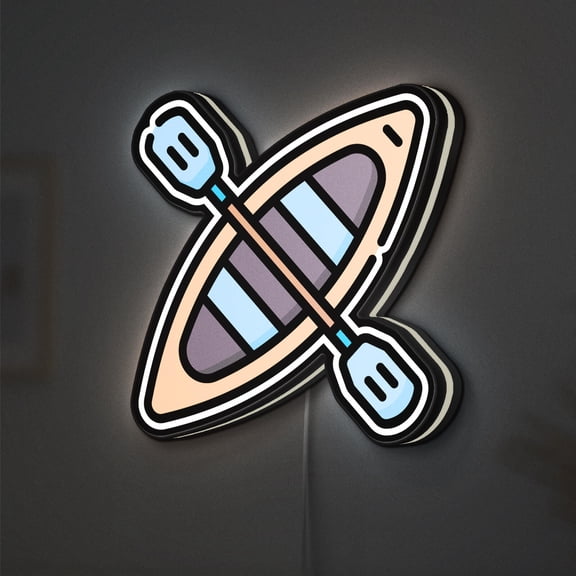 Water Sports 3D Novelty Light Box, 3D Canoe Scene Decor for Lake House Shelves (Width 16 inch, 40cm)