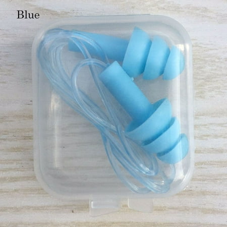 Water Sports Soft Silicone Comfort Rope Swimming Ears Protector Noise Reduction Ear Plugs Hearing Protection BLUE