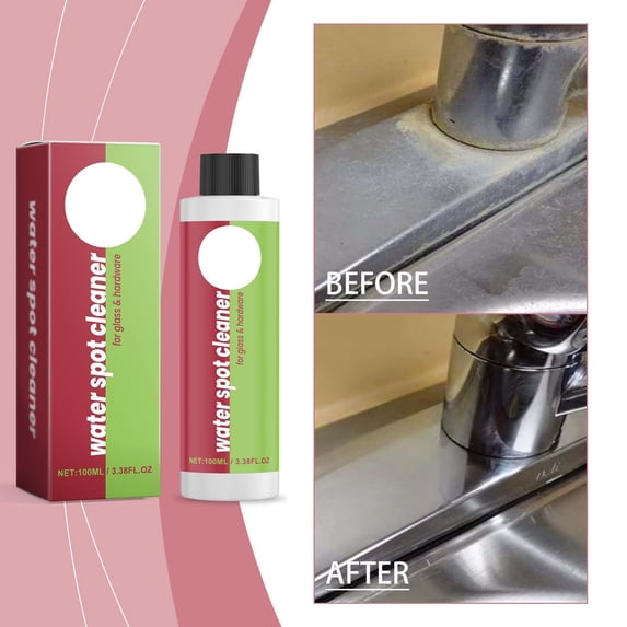 Water Spot Cleaner for Glass & Hardware,Powerful Formula Dissolves Stubborn Water Spots,Soap Scum,Limescale,Safe for Shower Doors,Tiles,Bathroom Fixtures,Streak-Free Finish,3.38 oz
