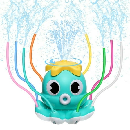 Water Spray Sprinkler for Kids-Cute Sprinkler with 8 Wiggle Tubes and 2 Hose Clamps Outdoor Sprinklers Summer Octopuses Toys for Garden Backyard Lawn Splashing Fun Toys for Boys Girls,Light Blue