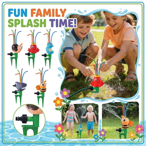 Water Sprinkler Outdoor Yard Toy for Kids, Rainbow Splash Toy with 3 Nozzle, Backyard Lawn Water Sprinkler, Summer Family Games, Fun Water Toys for Kids 3-8 Boy Girl