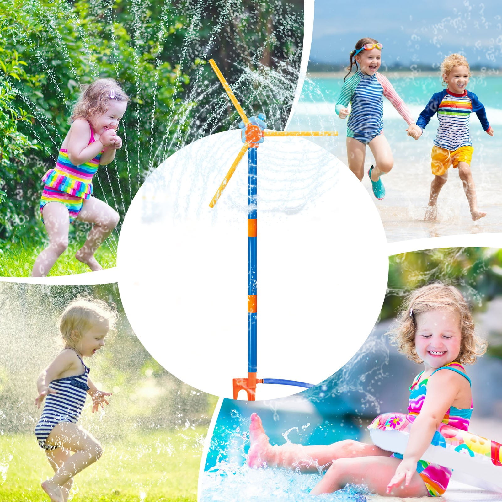 Water Sprinkler Outdoor Yard Toy for Kids, Smile Face Rainbow Splash Toy with 6Wiggle Tubes 54 Nozzle, Backyard Lawn Water Sprinkler, Summer Family Games, Fun Water Toys for Kids 3-8 Boy Girl