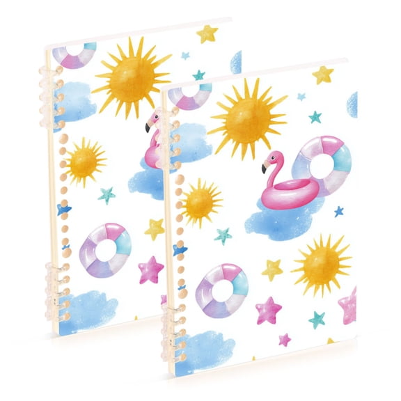 Water Stars Sun Flotador Flamingos Notebook Detachable Coil Notebook Diary Plan Book A5 Size 60 Pages 1 Pack