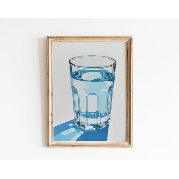 Water Stay Hydrated Blue White Coastal Wall Art, Unframed Paper Poster 24x36in