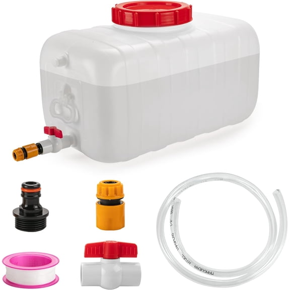 Water Storage Container for Camping, 6.6 Gallon Water Tank with Faucet, Portable First Aid Water Storage for Outdoor Hiking, RV, Autonomous Driving Tour, 17.7 x 11.8 x 11.8in