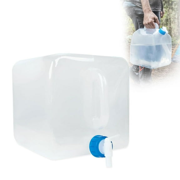 Water Storage Container Eguiwyn , Water Storage Container with Tap and Handle Water Bottle Leakproof Portable Foldable Transparent Suitable for Camping Hiking Backpacking Outdoor Emergency (20L)