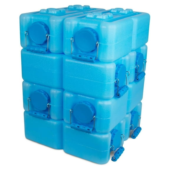 Water Storage Containers 4-Pack - Stackable 3.5 Gallon Water Bricks - Food Grade HDPE Plastic, BPA-Free - Emergency Water Storage, Survival, Camping, RV - STD Blue