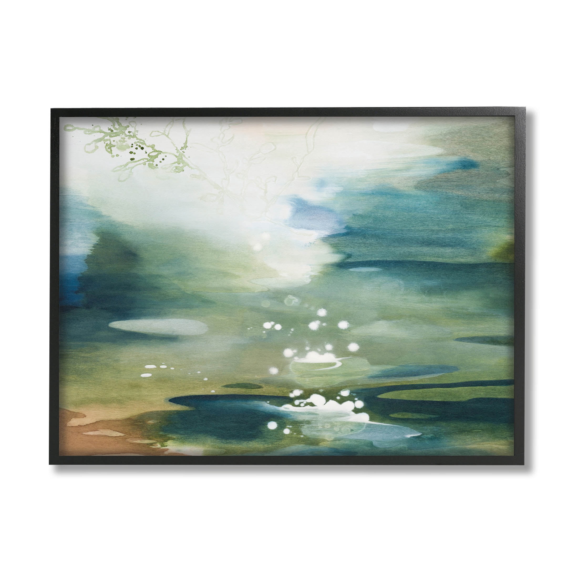 Water Surface Landscape Bubbles Abstract Painting Black Framed Art Print Wall Art