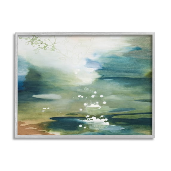 Water Surface Landscape Bubbles Abstract Painting Gray Framed Art Print Wall Art