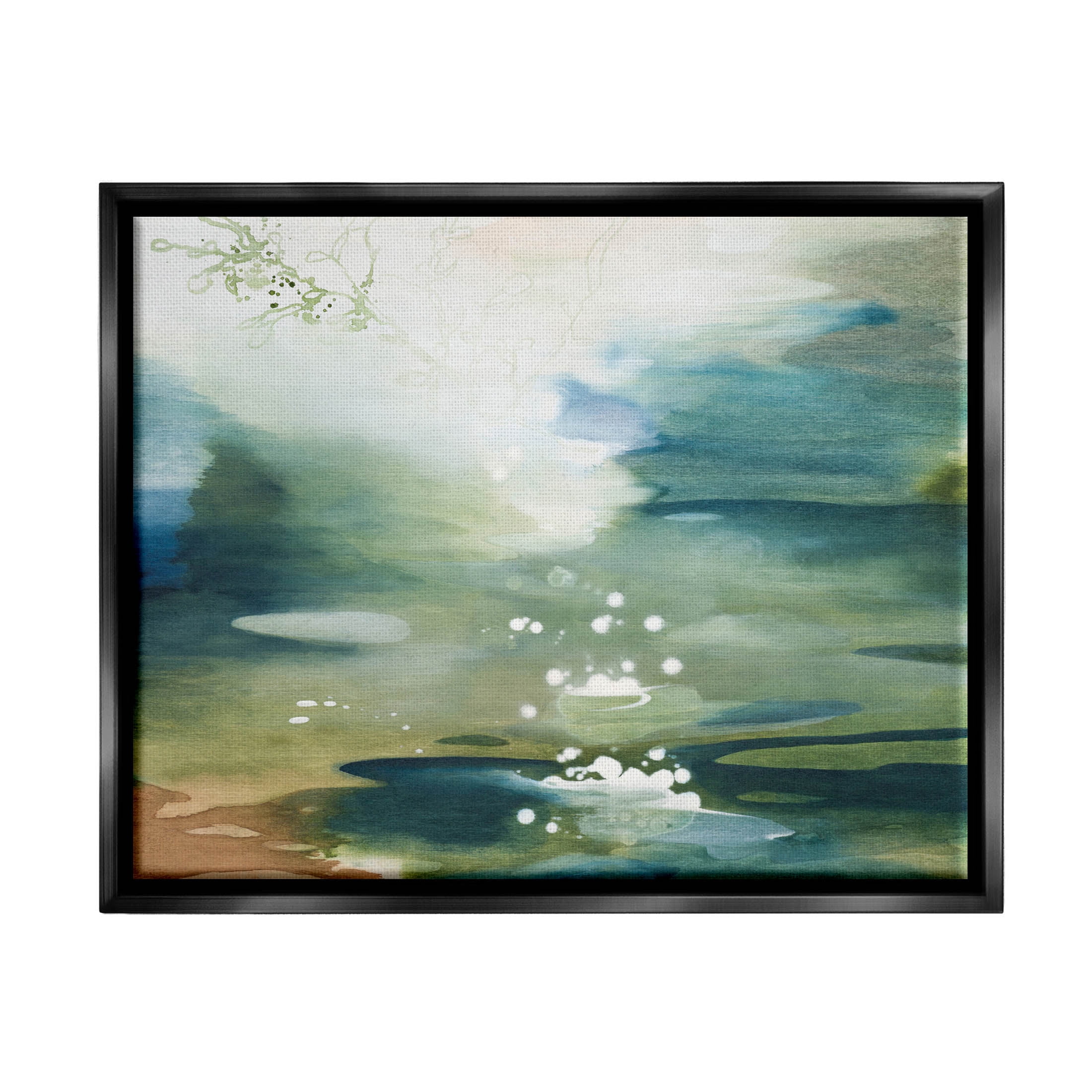 Water Surface Landscape Bubbles Abstract Painting Jet Black Framed Art Print Wall Art