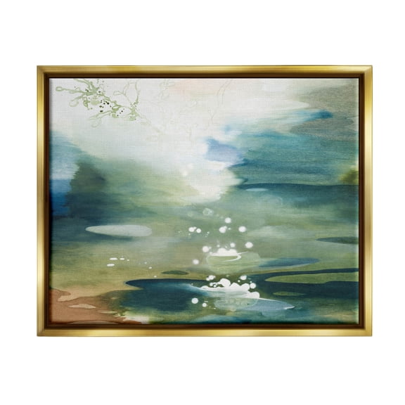 Water Surface Landscape Bubbles Abstract Painting Metallic Gold Framed Art Print Wall Art