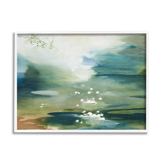 Water Surface Landscape Bubbles Abstract Painting White Framed Art Print Wall Art