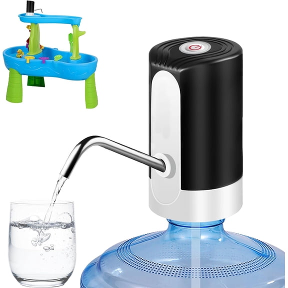 Water Table Pump, Portability Electric Water Pump with USB Data Cable,Black Automatic Drinking Water Bottle Pump for Travel, Kitchen, Home, Office