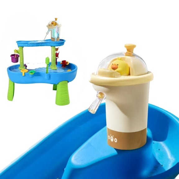 Water Table Pump,Rechargeable Battery Powered with No Drill Base,3 Hours Runtime Continuous Flow,Cordless Outdoor Summer Water Play Table Accessories,5 Gallon Water Dispenser,Light Gray