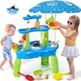 thumbnail image 1 of Water Table for Toddlers 3-5, 3-Tier Auto Water-Absorbing Kids Sand Water Table with Water Pump & Umbrella Splash Pond Toy, Activity Sensory Play Table Toys for Outdoor Pool Beach Backyard Summer, 1 of 7