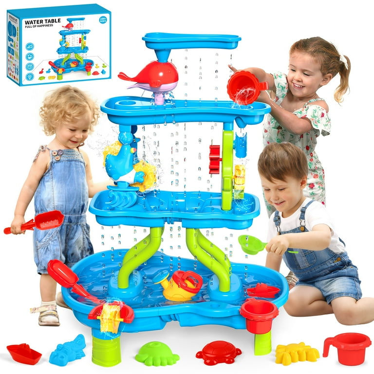 Huge Wave Sand and Water Table Toys, 4-Tier Sensory Play Table