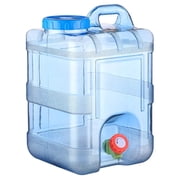 Water Tank for Camping, Water Spigot, Plastic Container, Emergency Water Storage, Portable Water Jug, Square Shape, Blue Lid, 8X10X14 In, Outdoor Use, 1 Pc