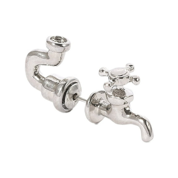 Water Tap Stud Earrings Punk Style Faucet Stud Weird Earrings for Women Men Piercing Ear Jewelry Novelty Funny Earrings