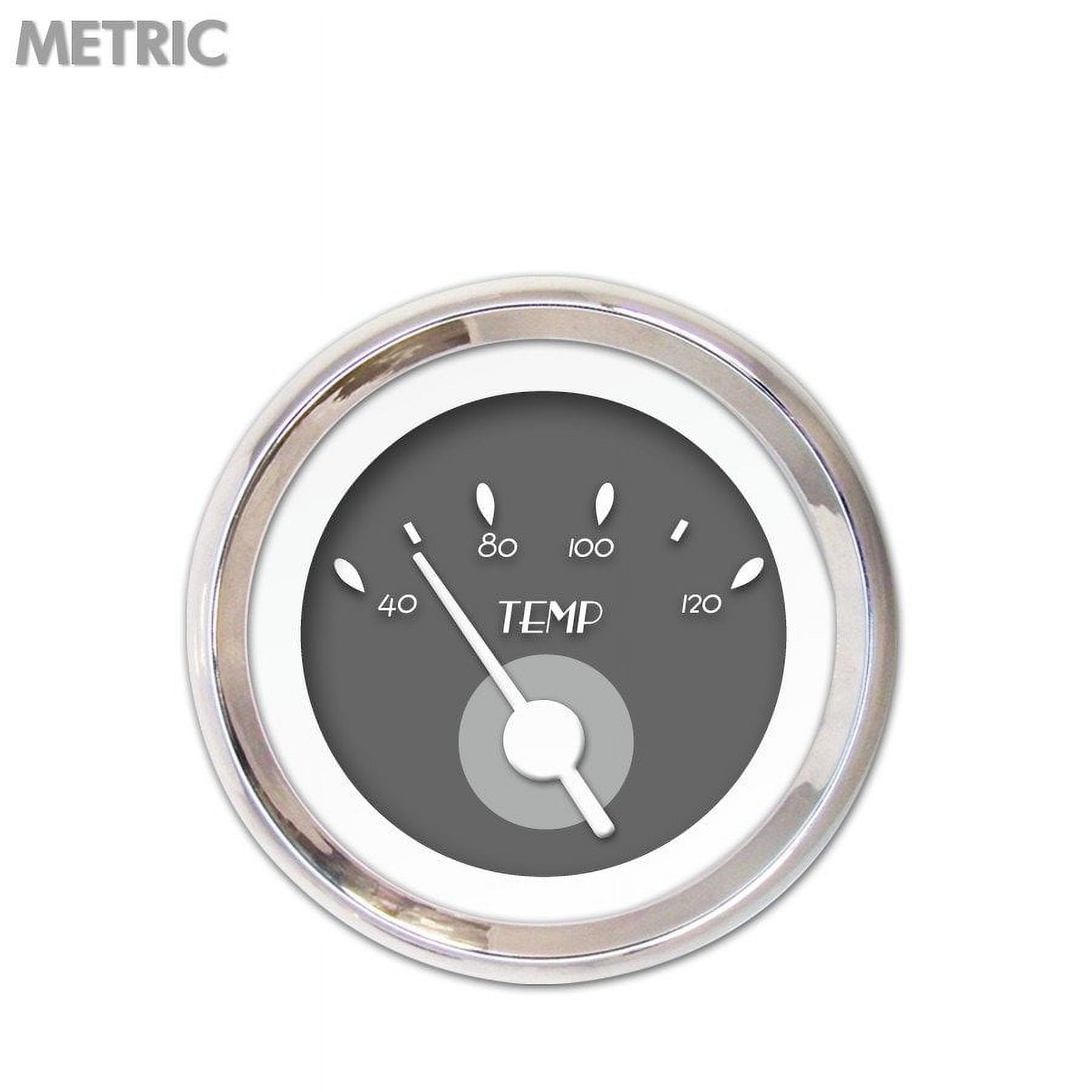 Water Temp Gauge Metric DECO XT Grey , White Vintage Needles, Chrome Trim ktm