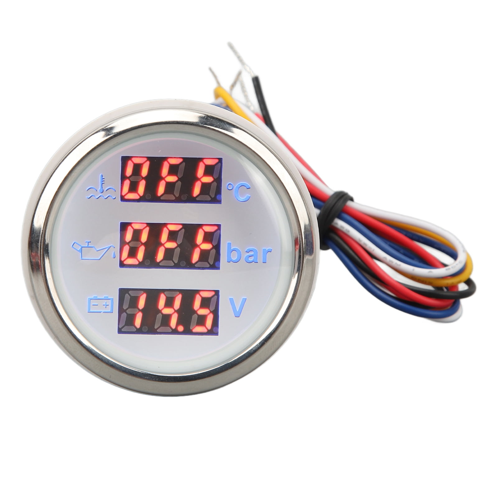 Water Temp Gauge Oil Pressure Voltage Meter 52mm 3 in 1 Digital Display