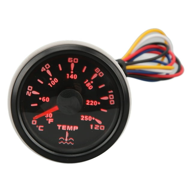 Water Temperature Gauge DC9?32V Black Dial Bezel Celsius Fahrenheit 52MM Water Temp Gauge With