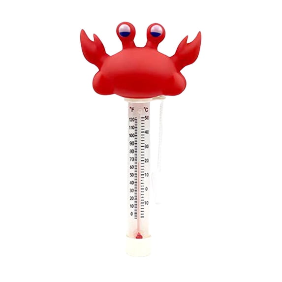Water Temperature Thermometer for Pool Hot Tub Spa Ice Bath, Floating Shatter Resistant Pool Thermometer with String, Easy Read Pool Accessories for Indoor Outdoor Use(8.26Inch,Red#A)