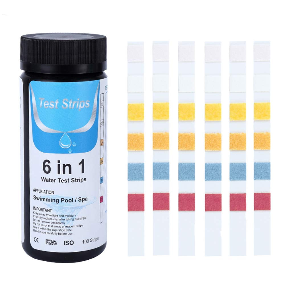 Water Test Strips,100PCS 6 IN 1 Drinking Water Test Strips for Swimming