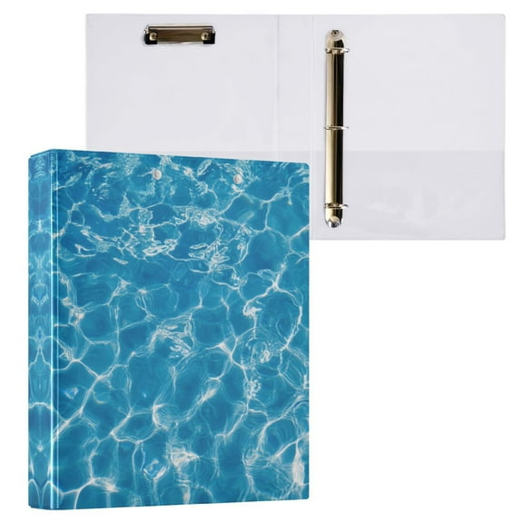 Water Texture 3 Ring Hardcover Binders 1.5in Round Rings for Letter-Size Folder Paper Organizer Pockets for Office Student Recipe